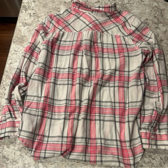 Arizona Plaid Button Up Shirt Pink LARGE JUNIORS - Picture 9 of 10